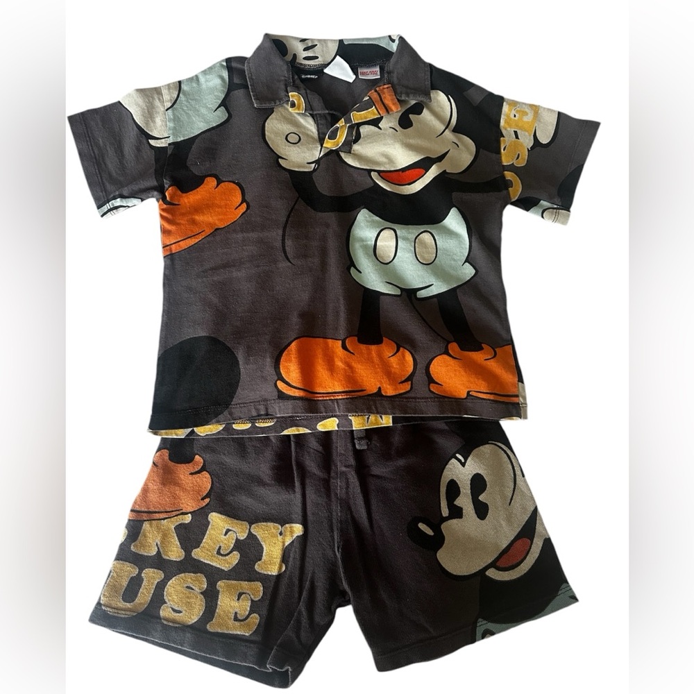 ZARA MICKEY MOUSE POLO SHORTS SET